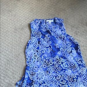 Blue and White Sleeveless Top